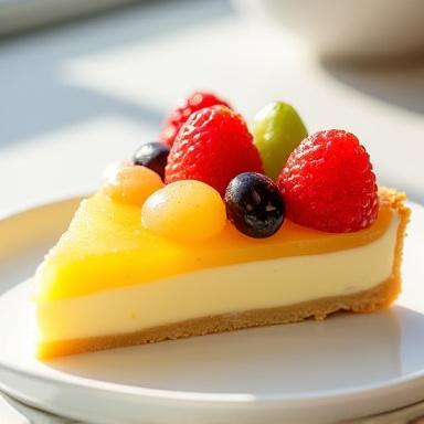 フルーツが乗ったタルト一切れ